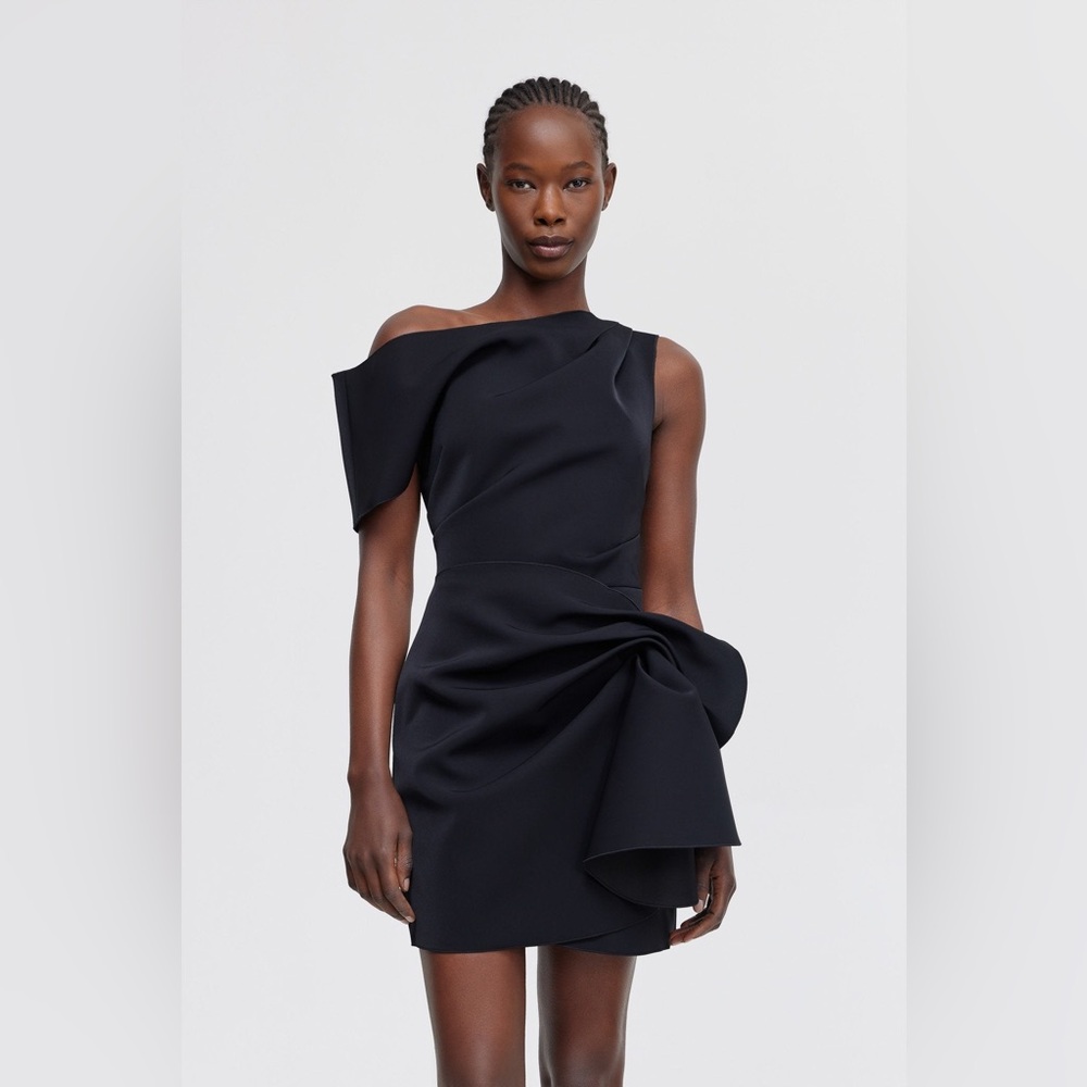 Acler Black One-Shoulder Mini Dress